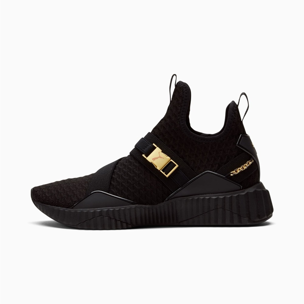 PUMA Women's Black Sneakers with Gold Details
